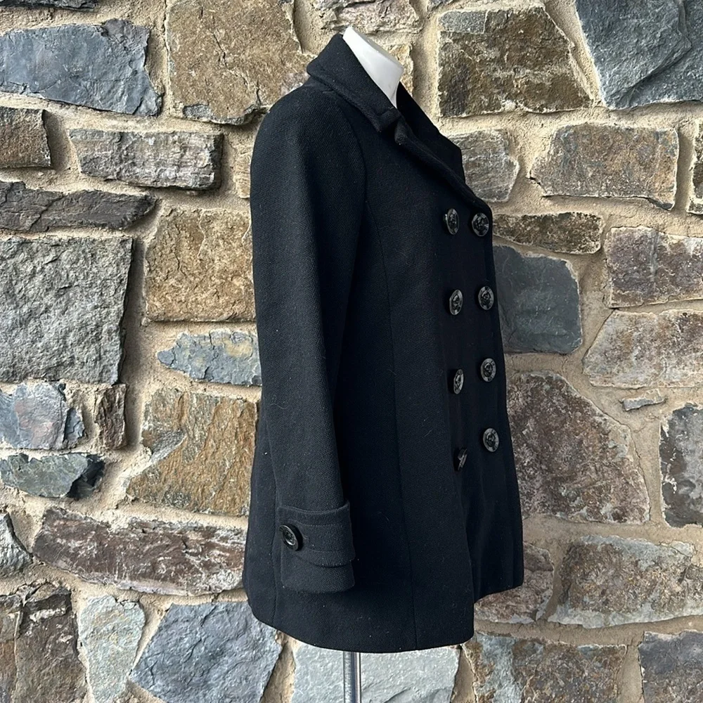 J. Crew Women's Double Breasted Wool Peacoat in Black Size 4 - Picture 3 of 6
